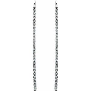 14K White Gold 1/4 CTW Natural Diamond Vertical Bar Earrings – image 2