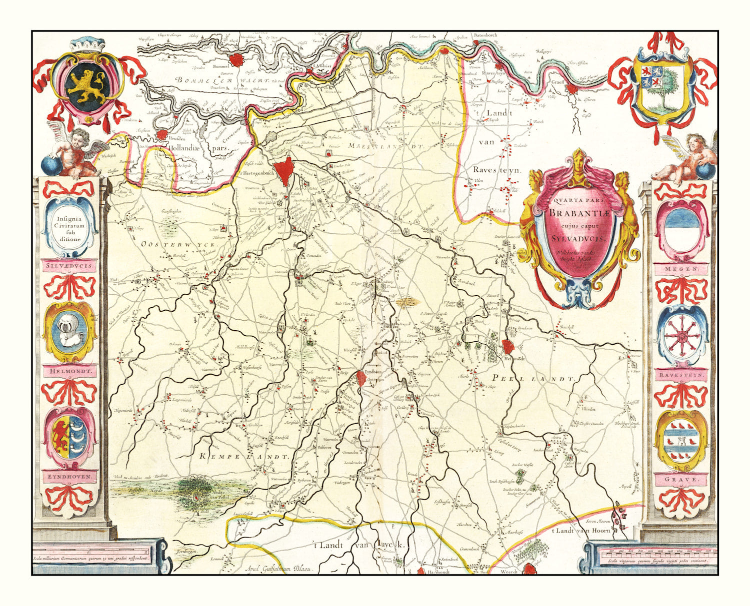 Vintage Map of Brabant, Holland 1665