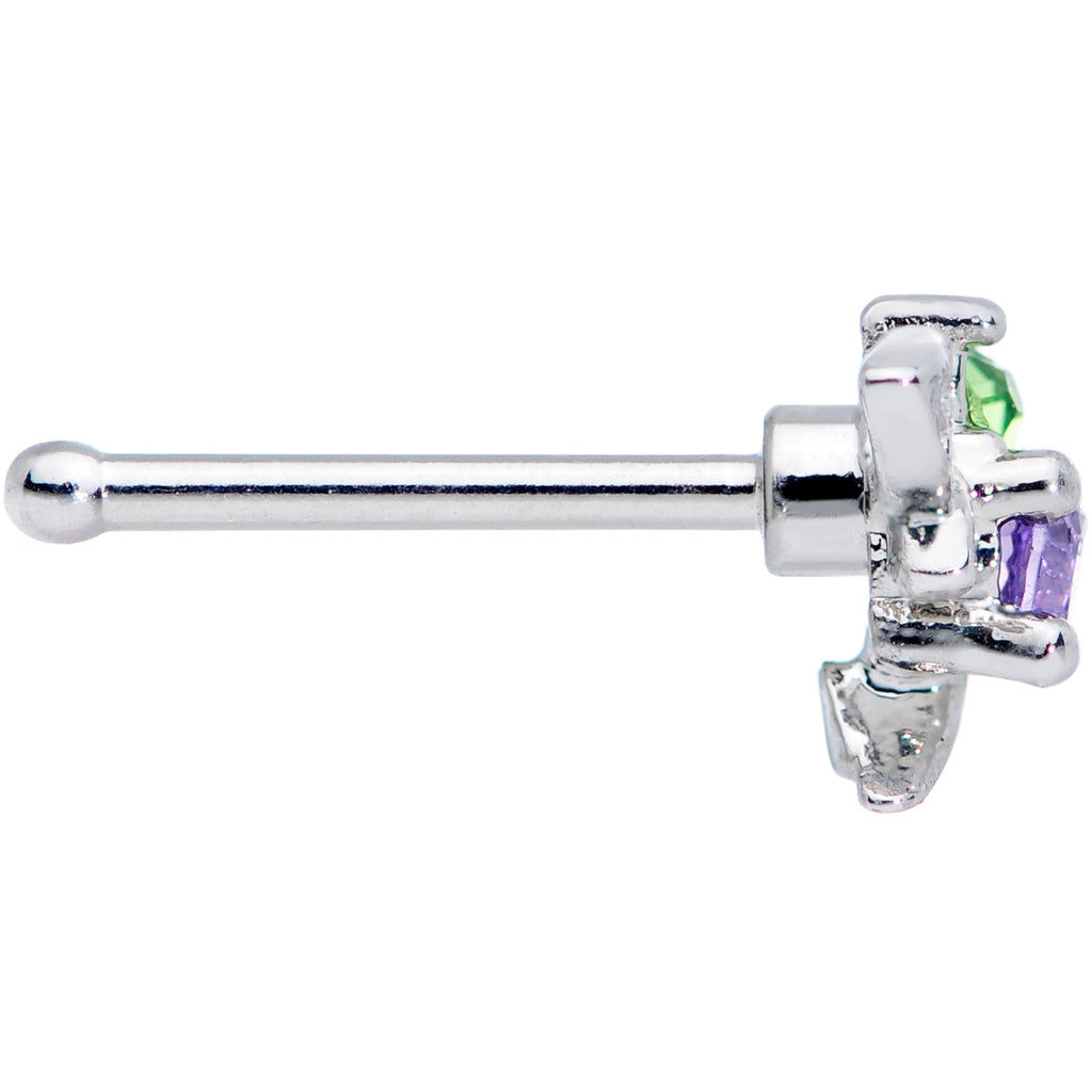 20G 1/4 Green Purple Gem Dragonfly Nose Bone