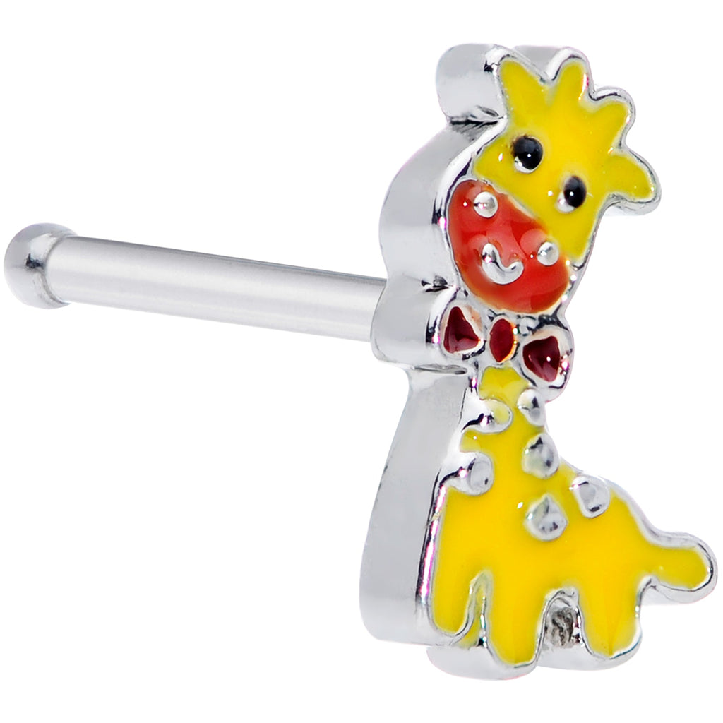 20G 1/4 Bow Tie Yellow Red Giraffe Nose Bone