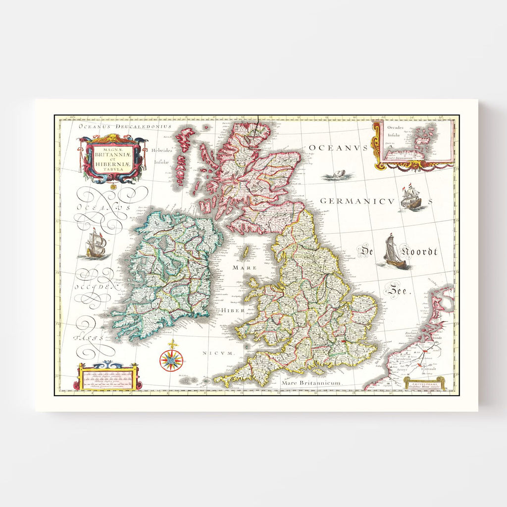 Vintage Map of the British Isles 1665