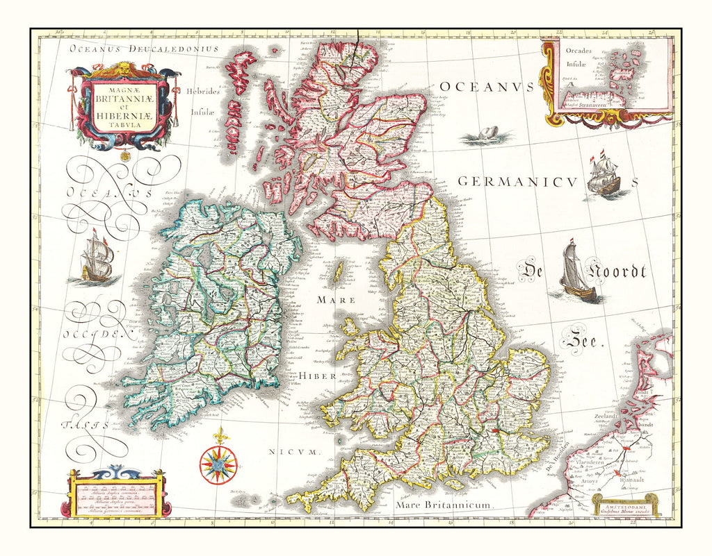 Vintage Map of the British Isles 1665