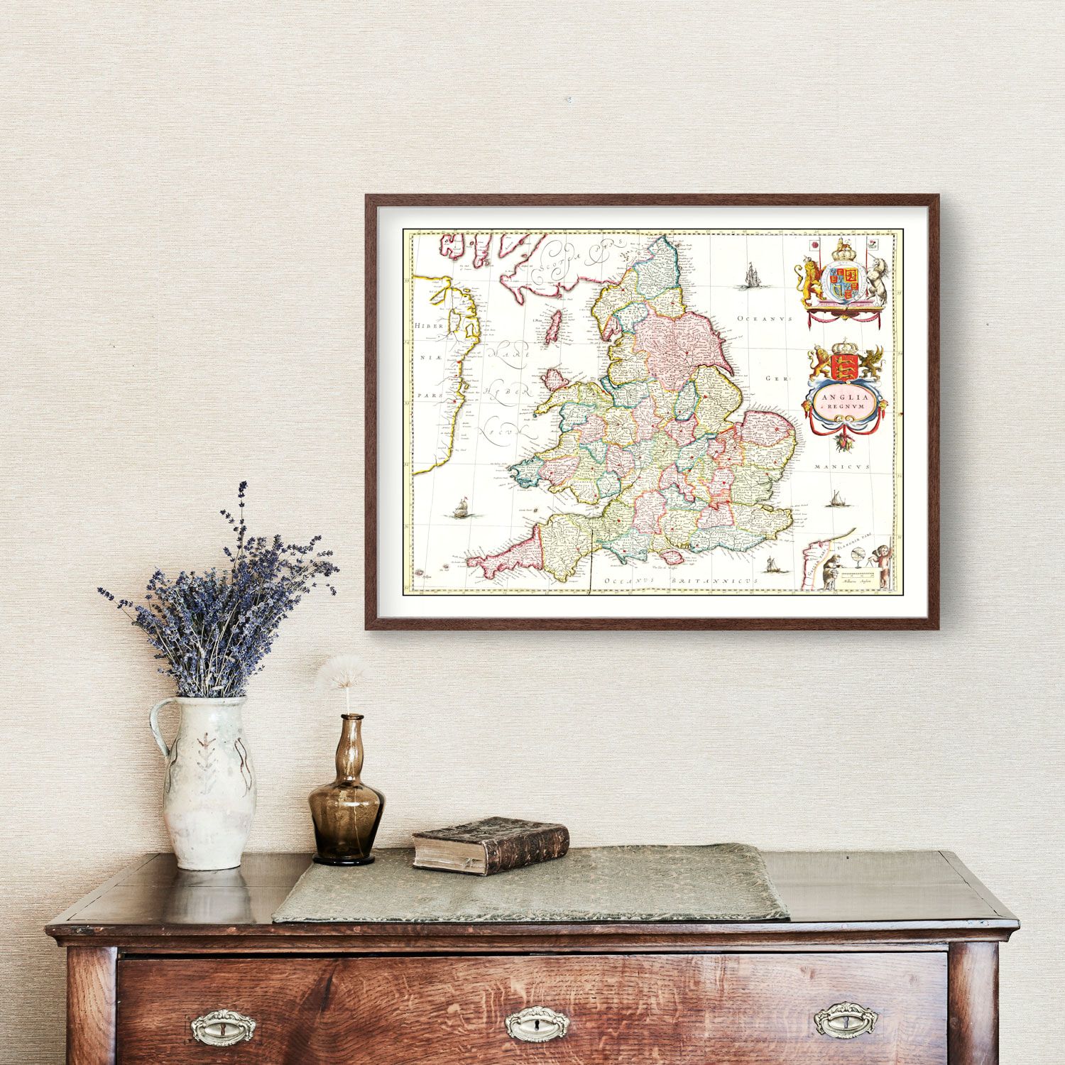 Vintage Map of the United Kingdom 1665