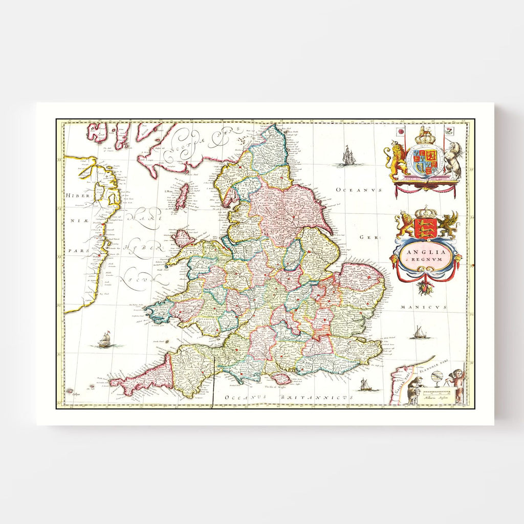 Vintage Map of the United Kingdom 1665