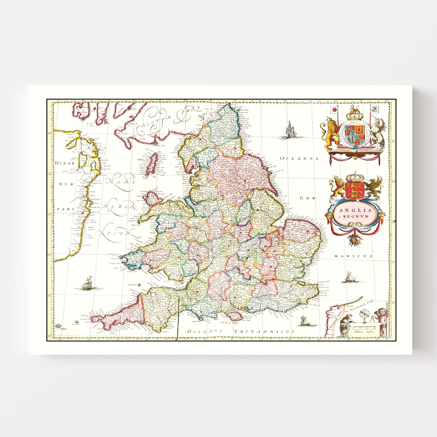 Vintage Map of the United Kingdom 1665