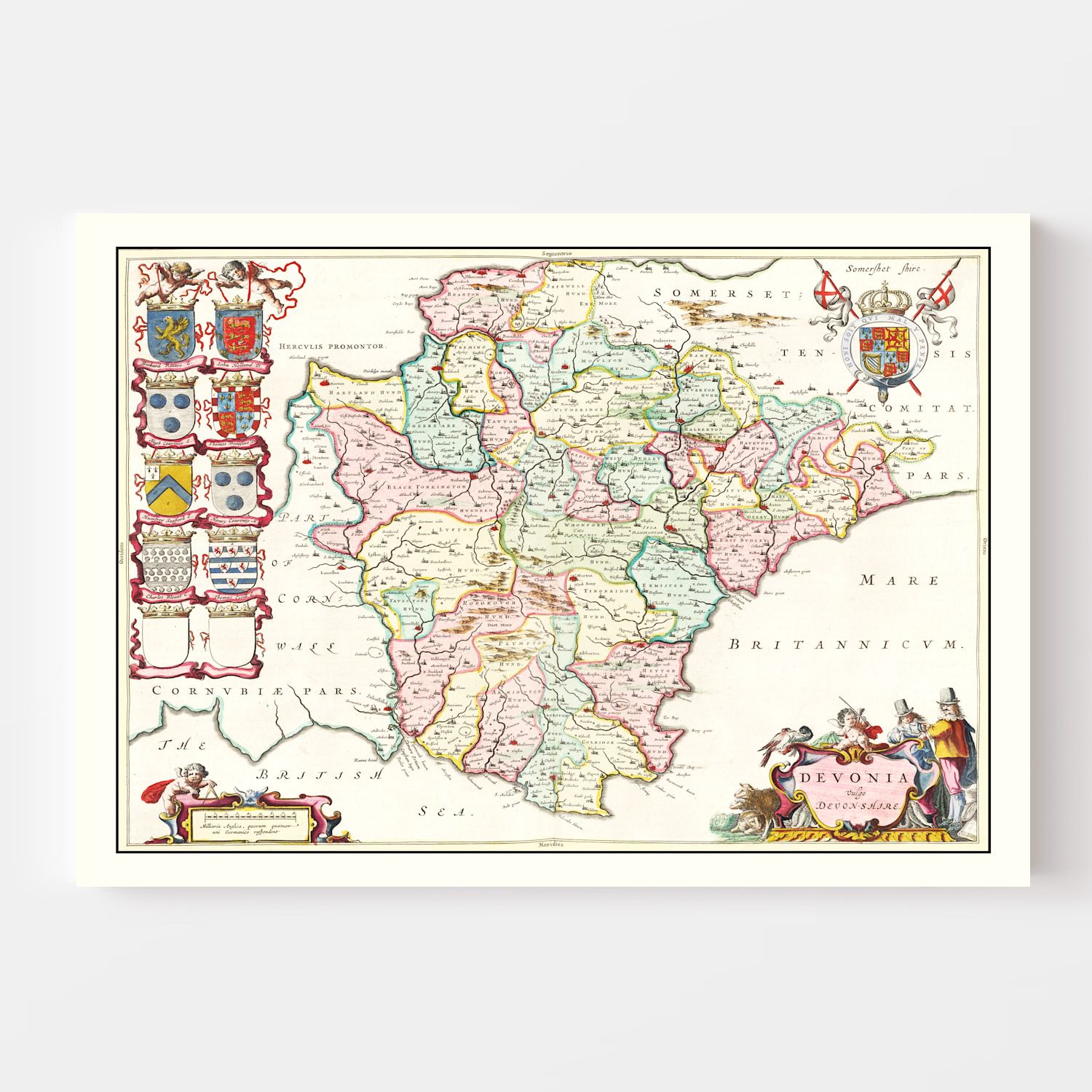Vintage Map of Devon 1665