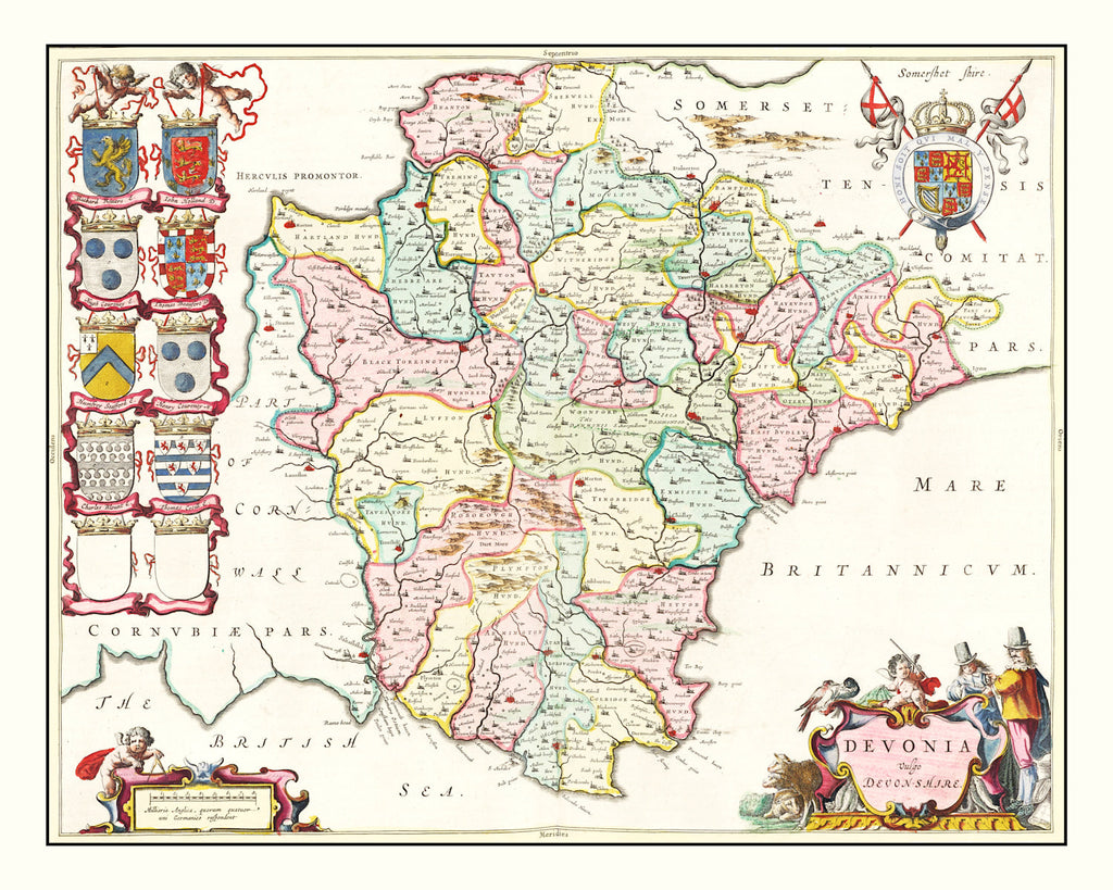 Vintage Map of Devon 1665