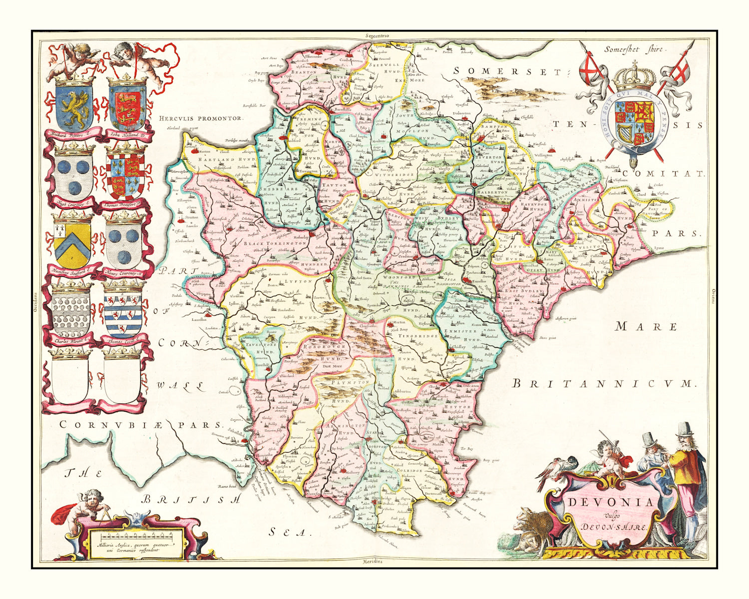 Vintage Map of Devon 1665