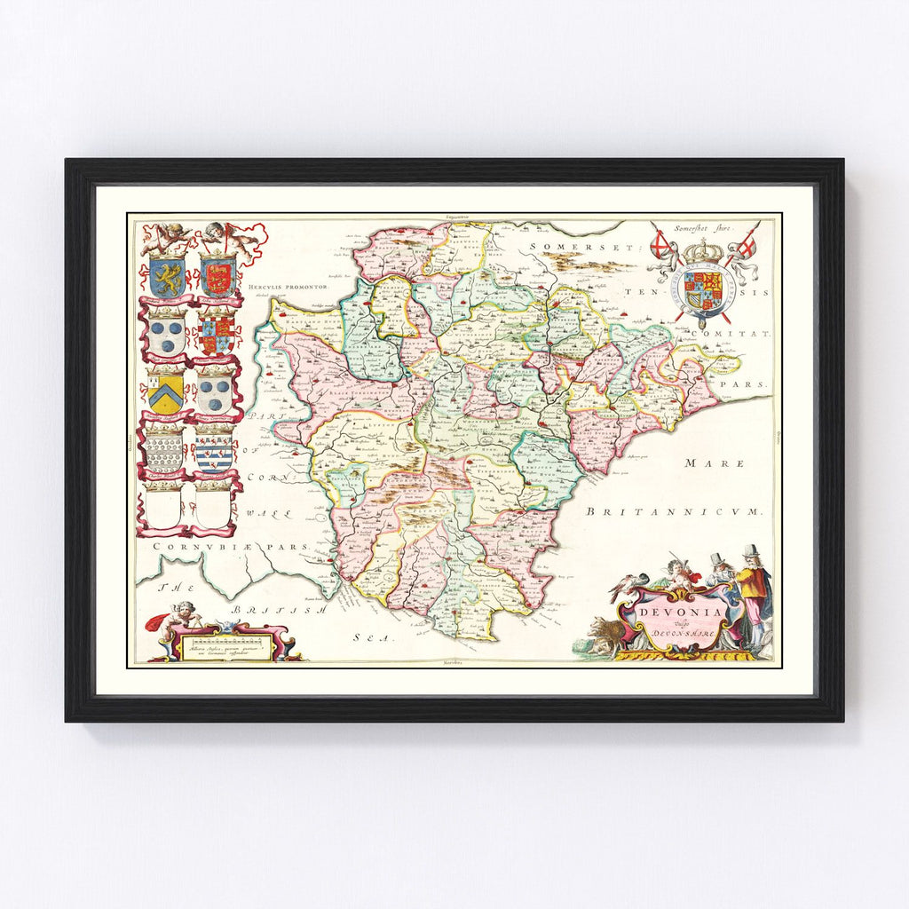 Vintage Map of Devon 1665