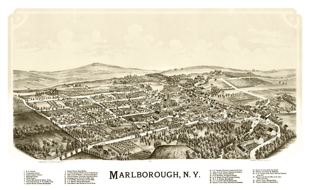 Vintage Map of Malborough, New York 1891