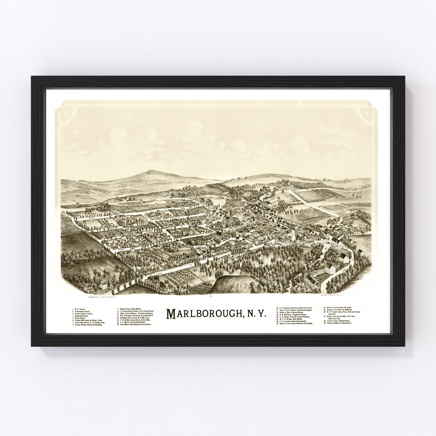Vintage Map of Malborough, New York 1891