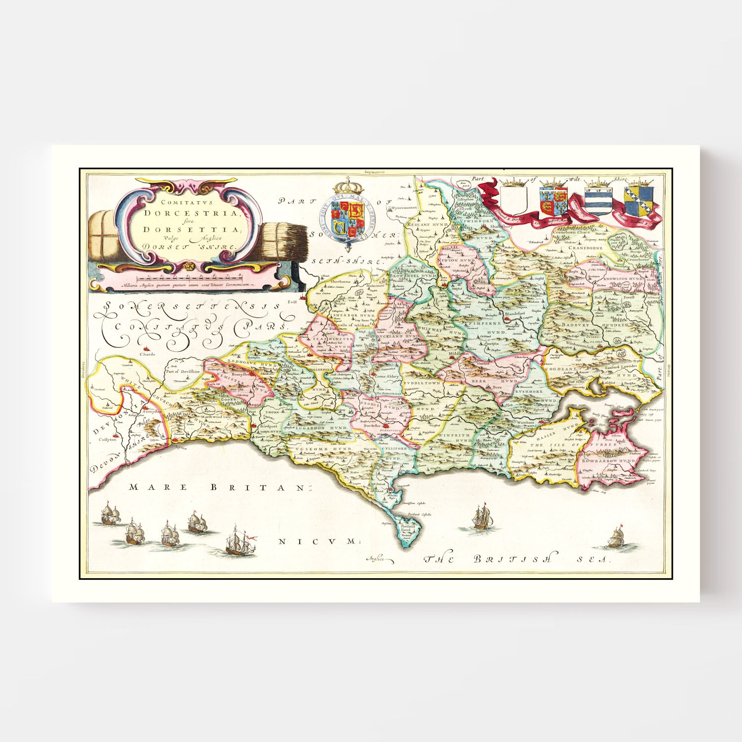 Vintage Map of Dorsetshire 1665