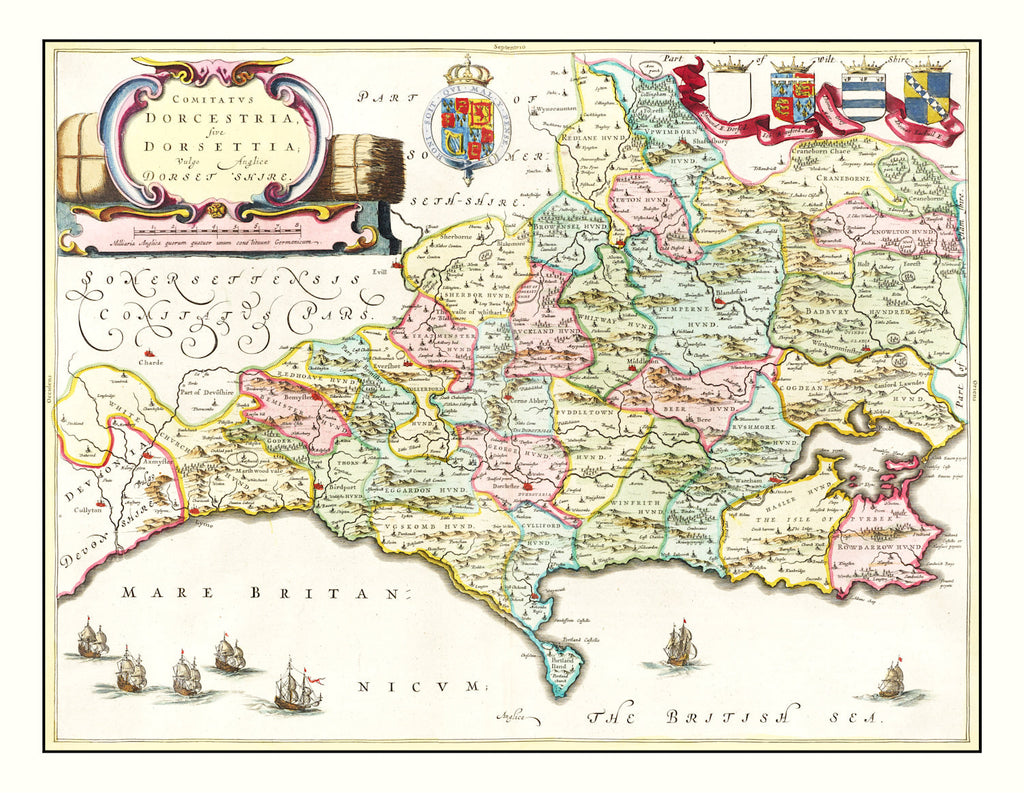 Vintage Map of Dorsetshire 1665