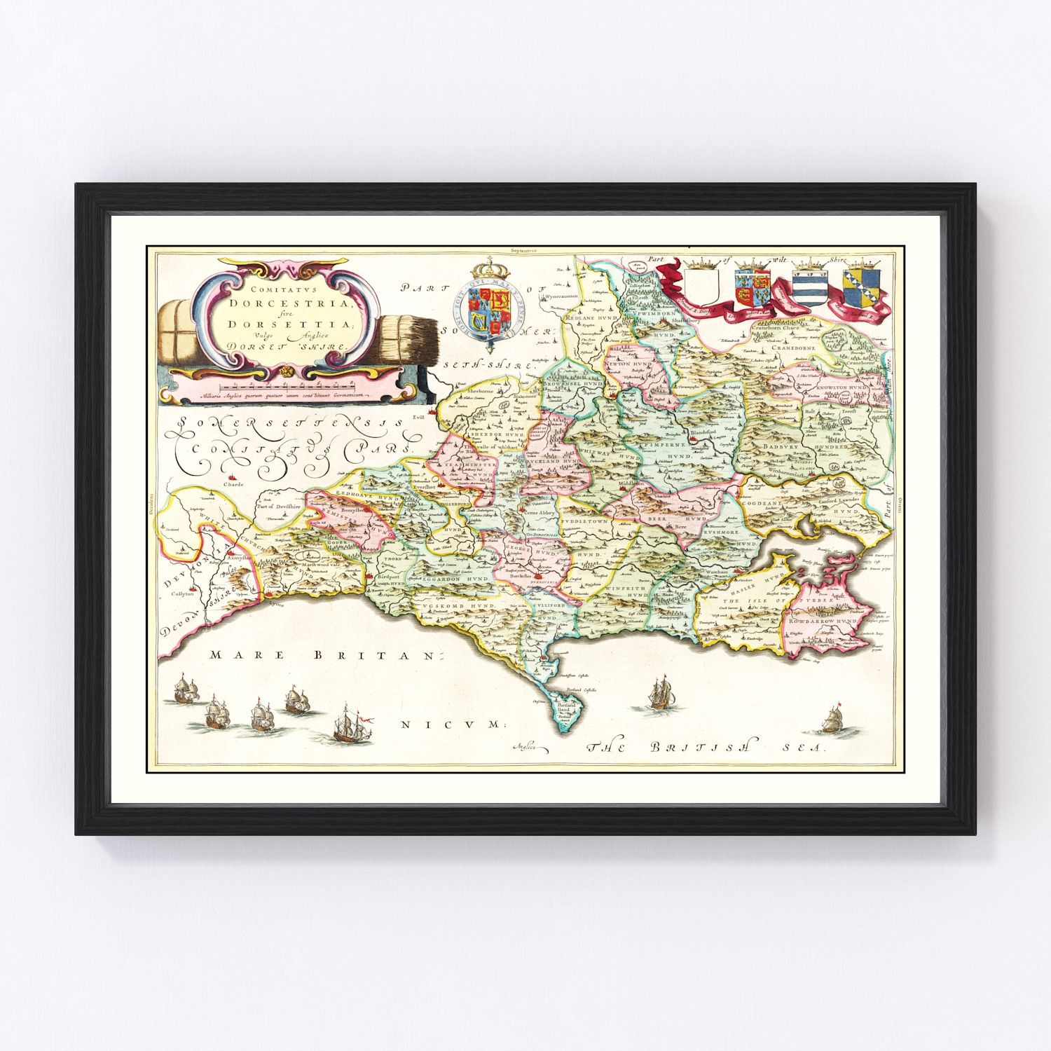 Vintage Map of Dorsetshire 1665
