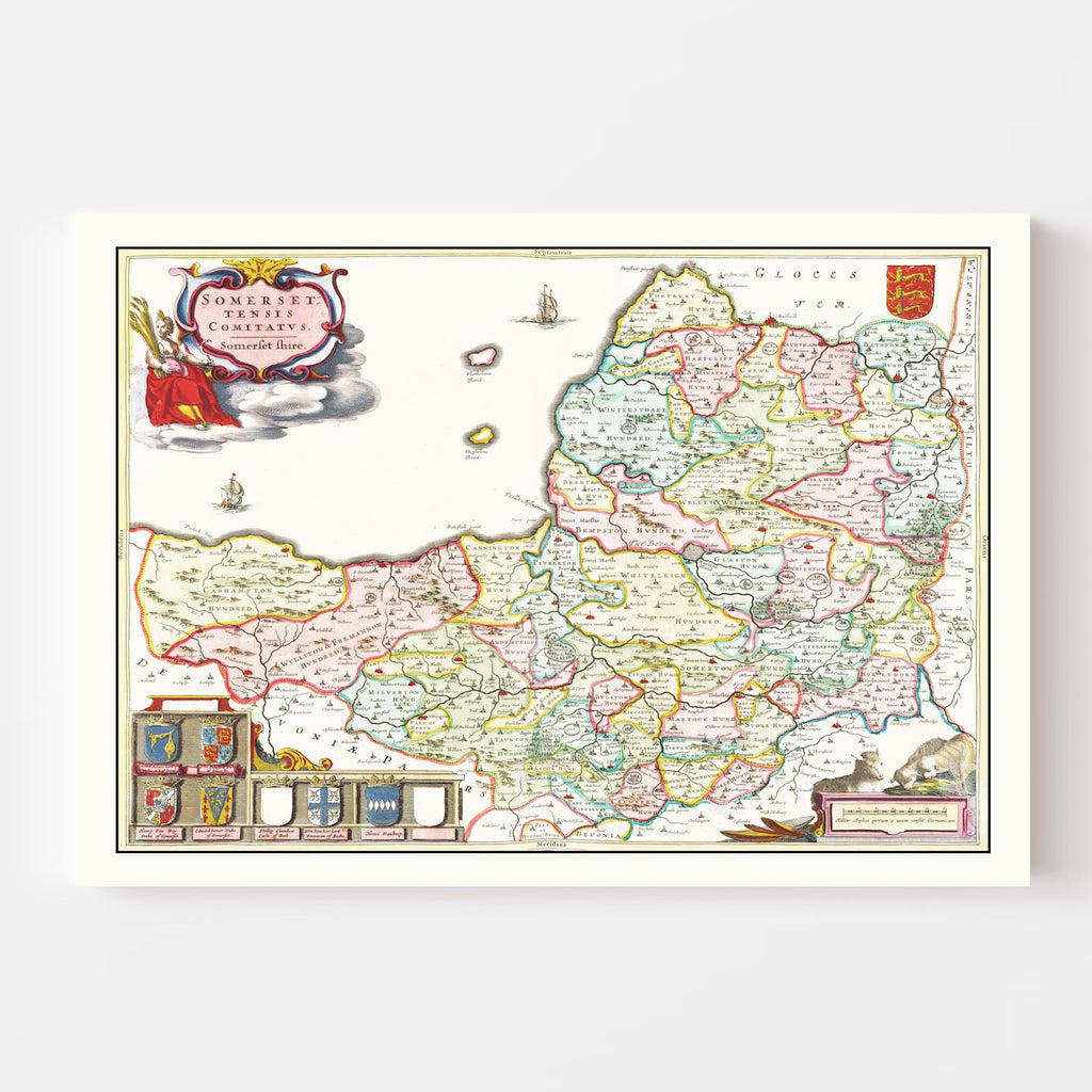 Vintage Map of Somerset 1665