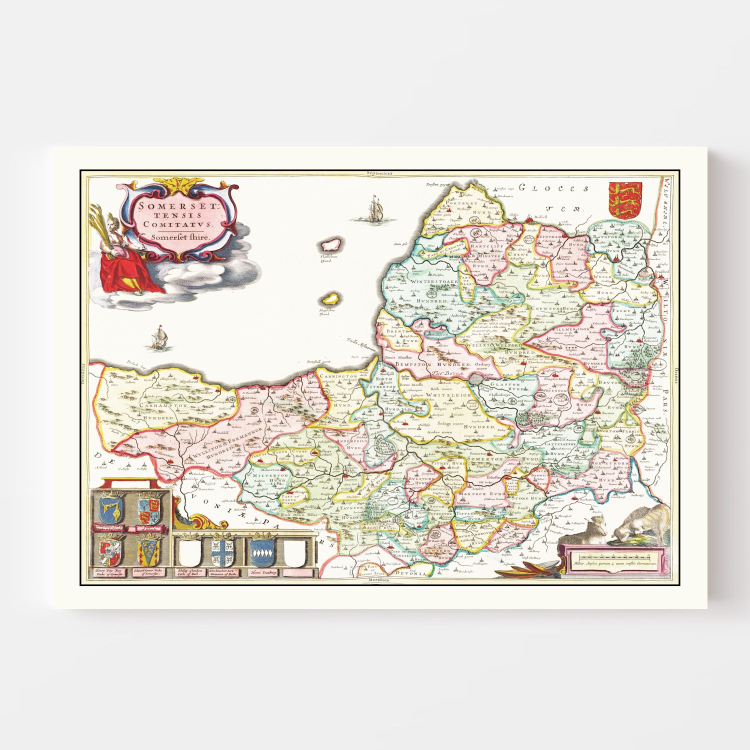 Vintage Map of Somerset 1665