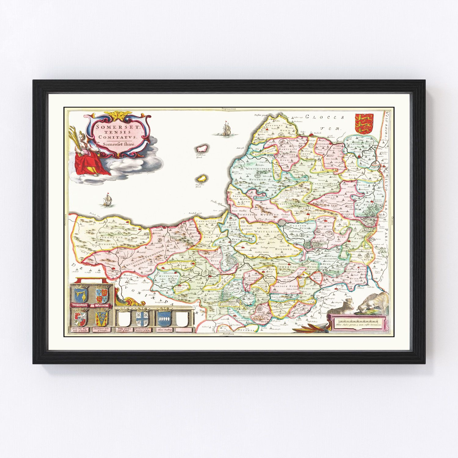 Vintage Map of Somerset 1665