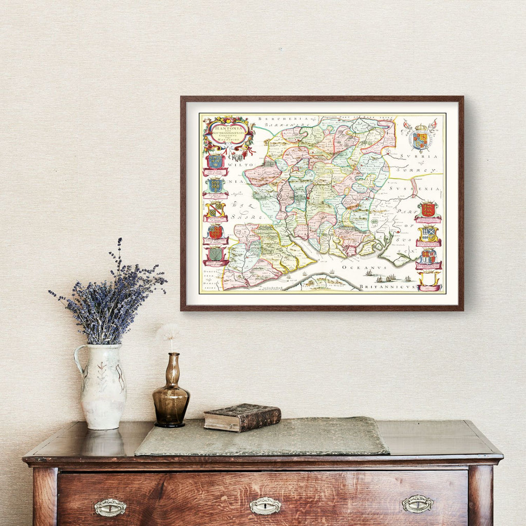Vintage Map of Hampshire 1665