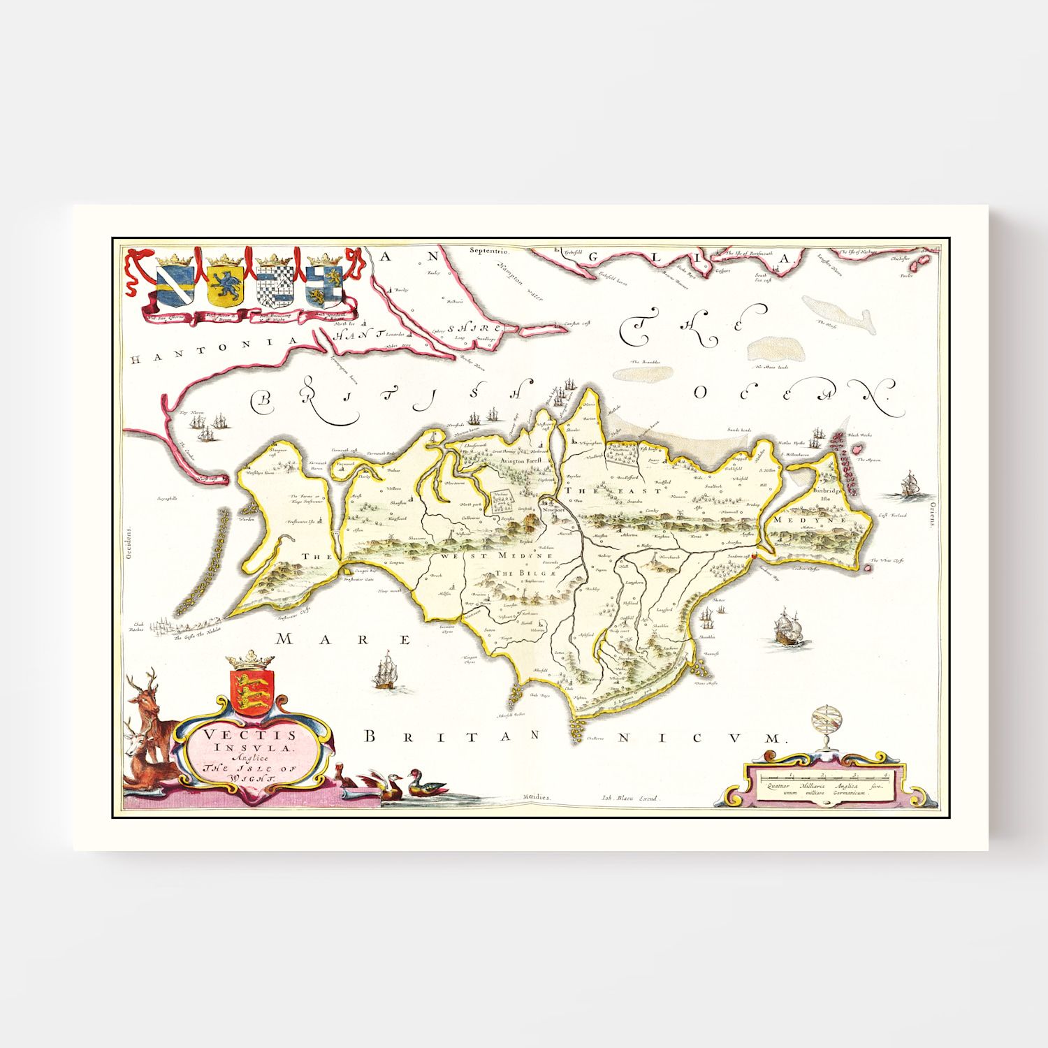 Vintage Map of the Isle of Wight 1665