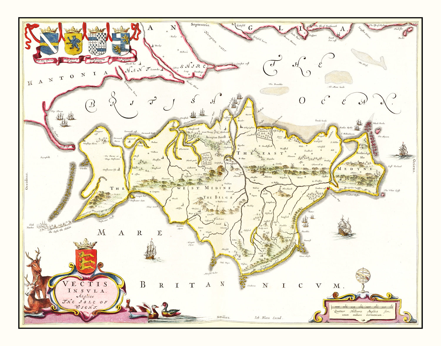 Vintage Map of the Isle of Wight 1665