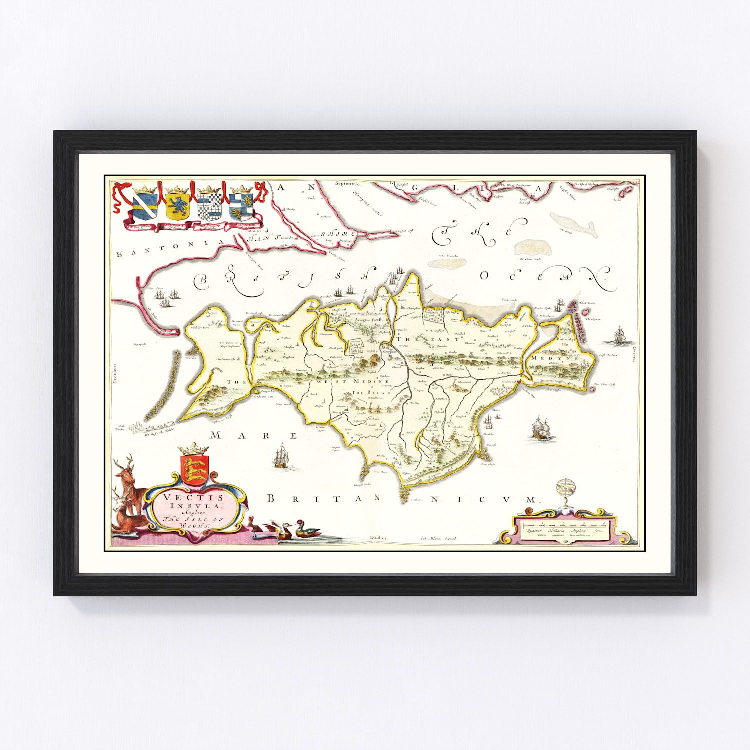 Vintage Map of the Isle of Wight 1665