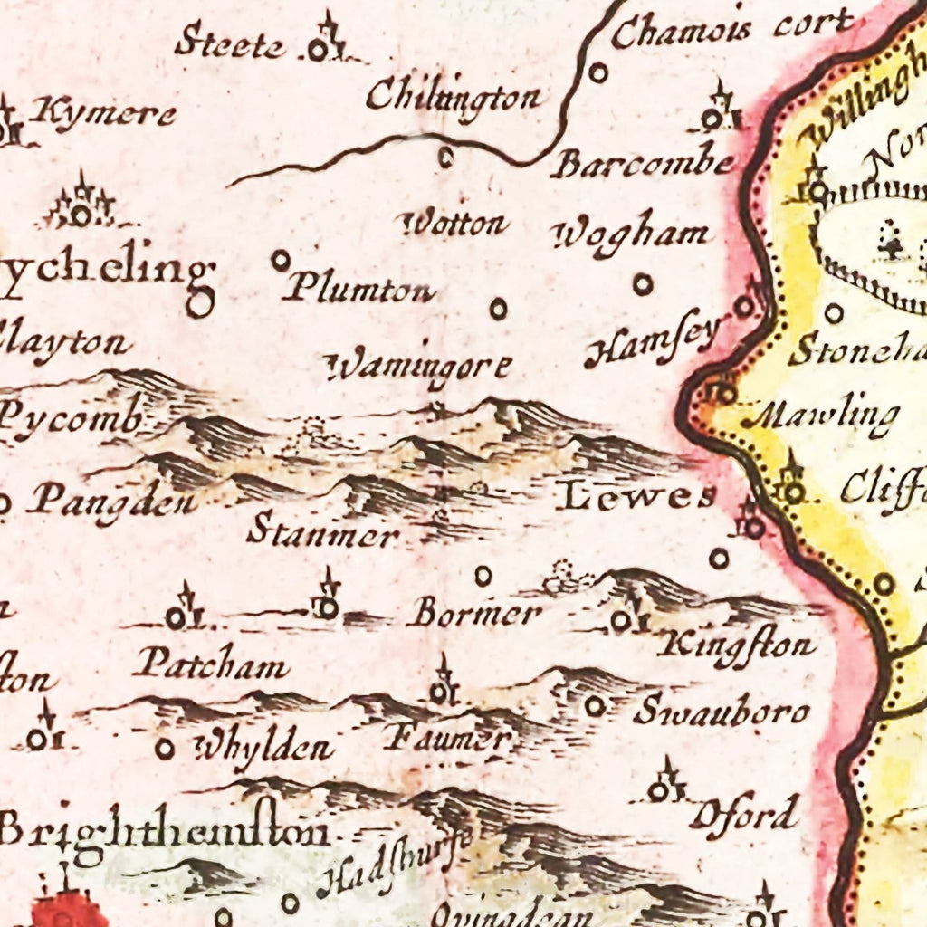 Vintage Map of Sussex 1665