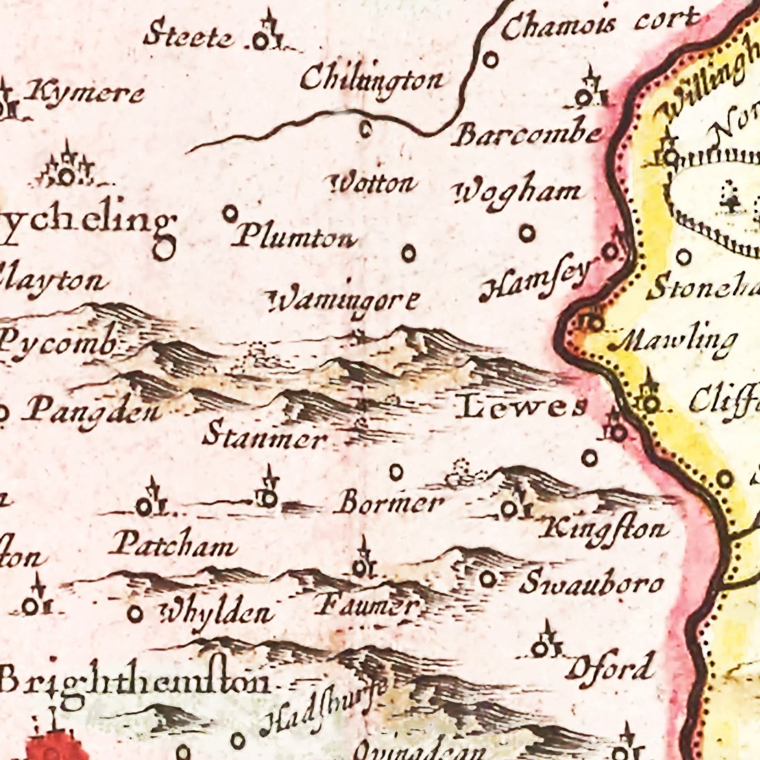 Vintage Map of Sussex 1665