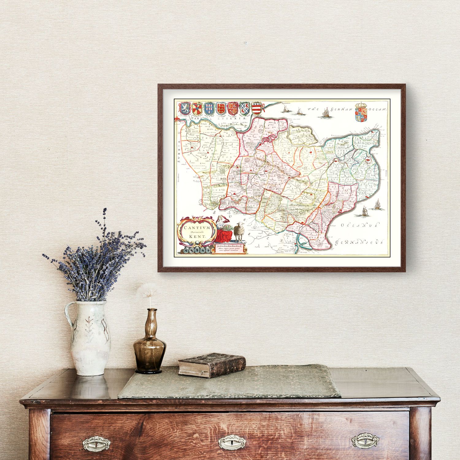 Vintage Map of Kent 1665