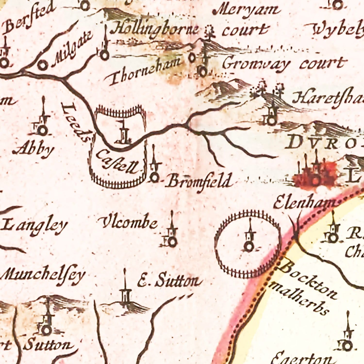 Vintage Map of Kent 1665