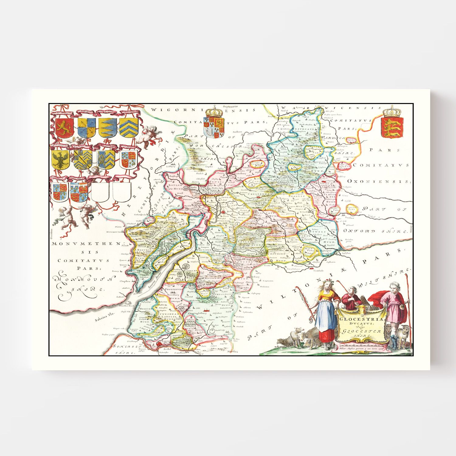 Vintage Map of Gloucestershire 1665