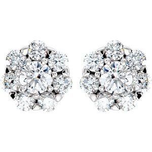 14K White Gold 5/8 CTW Natural Diamond Cluster Earrings – image 2