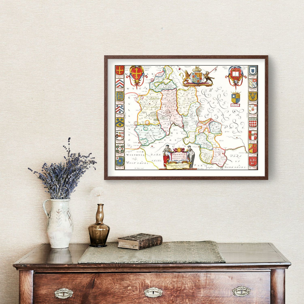 Vintage Map of Oxfordshire 1665