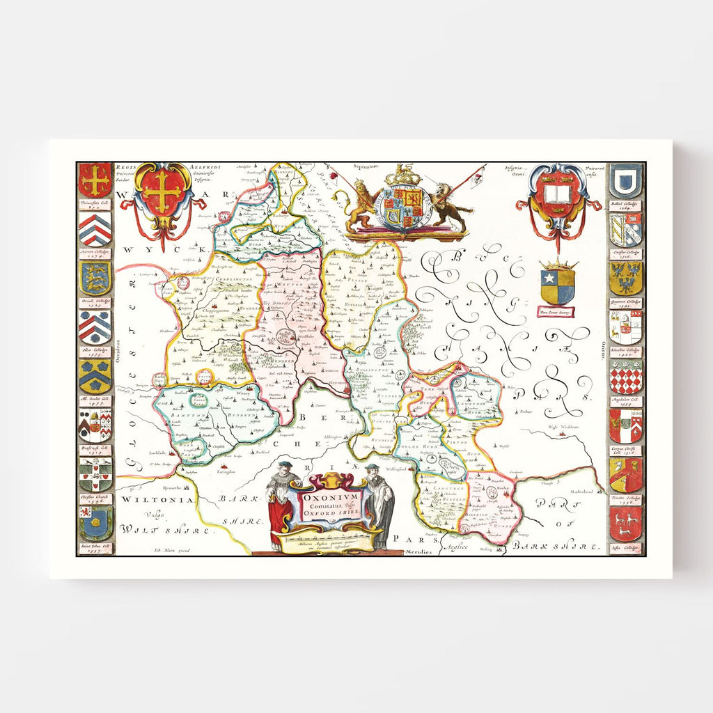 Vintage Map of Oxfordshire 1665