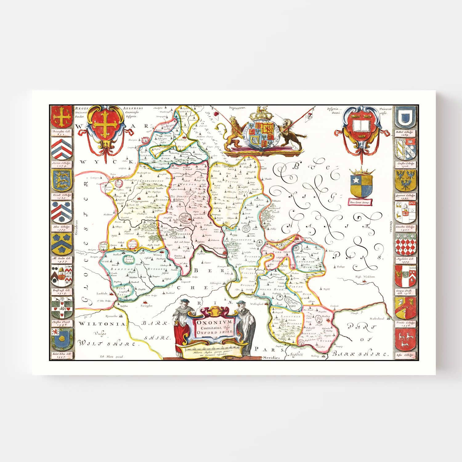 Vintage Map of Oxfordshire 1665