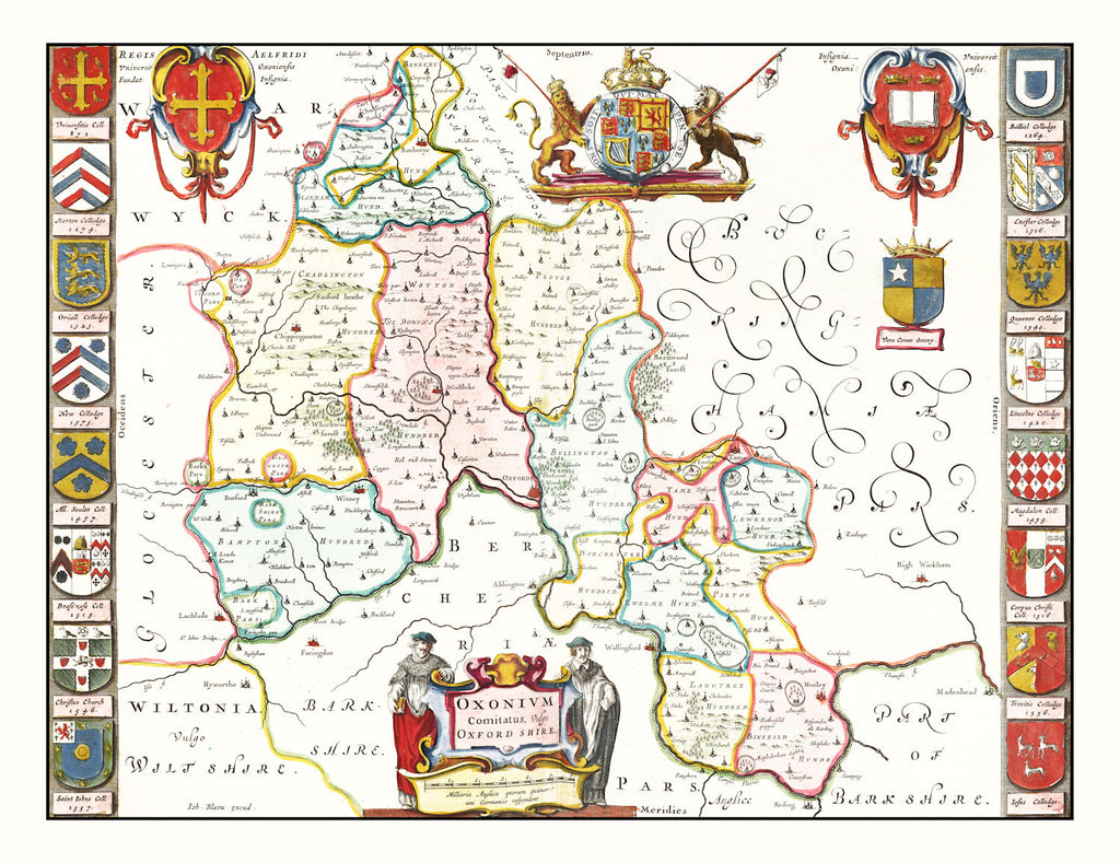 Vintage Map of Oxfordshire 1665