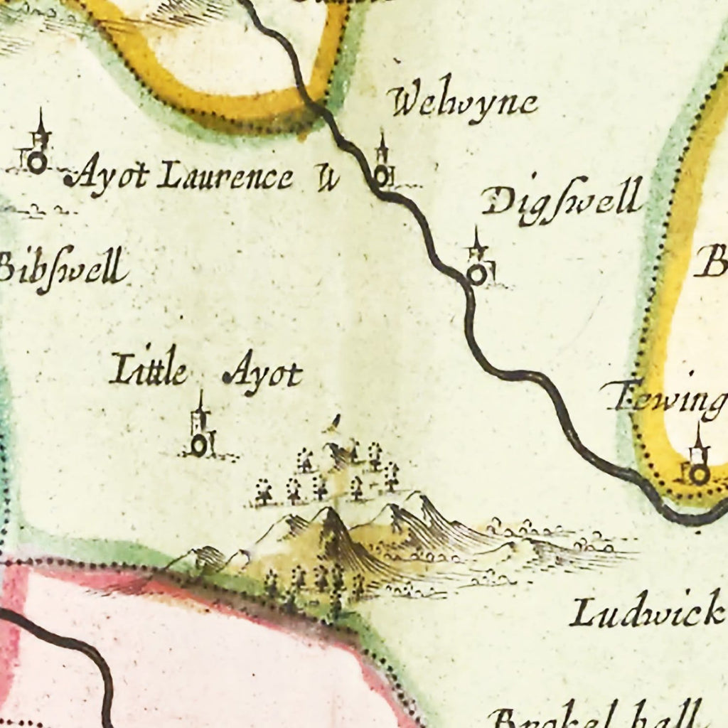 Vintage Map of Hertfordshire 1665