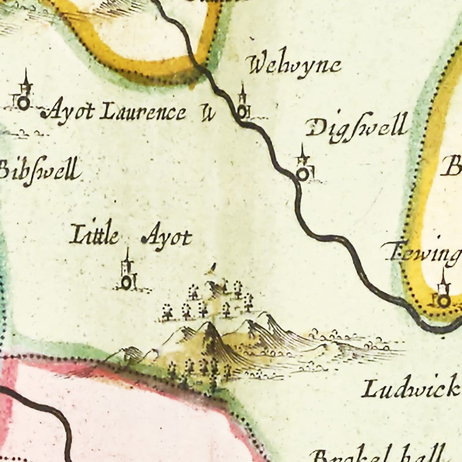 Vintage Map of Hertfordshire 1665