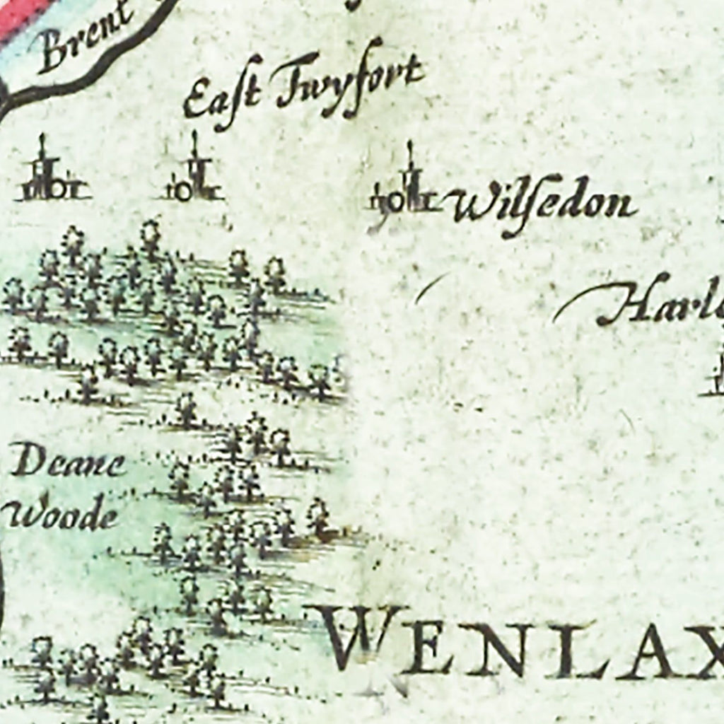 Vintage Map of Middlesex 1665