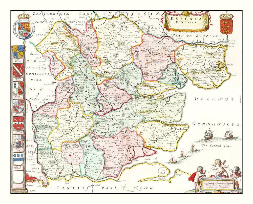 Vintage Map of Essex 1665