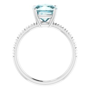 14K White Gold Natural Sky Blue Topaz