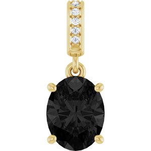 14K Yellow Gold Natural Black Onyx &  .03 CTW Natural Diamond Charm/Pendant