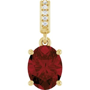 14K Yellow Gold Natural Mozambique Garnet & .03 CTW Natural Diamond Charm/Pendant