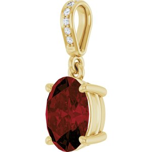 14K Yellow Gold Natural Mozambique Garnet & .03 CTW Natural Diamond Charm/Pendant