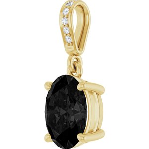 14K Yellow Gold Natural Black Onyx &  .03 CTW Natural Diamond Charm/Pendant