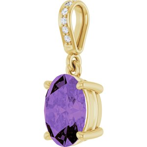 14K Yellow Gold Natural Amethyst & .03 CTW Natural Diamond Charm/Pendant