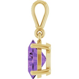 14K Yellow Gold Natural Amethyst & .03 CTW Natural Diamond Charm/Pendant
