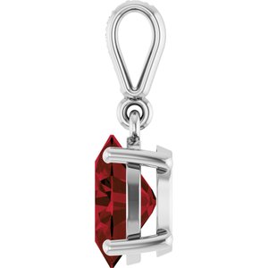 14K White Gold Natural Mozambique Garnet & .03 CTW Natural Diamond Charm/Pendant