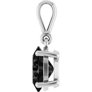 14K White Gold Natural Black Onyx & .03 CTW Natural Diamond Charm/Pendant