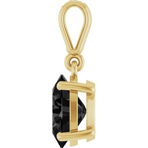 14K Yellow Gold Natural Black Onyx &  .03 CTW Natural Diamond Charm/Pendant