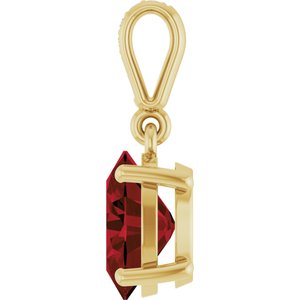 14K Yellow Gold Natural Mozambique Garnet & .03 CTW Natural Diamond Charm/Pendant